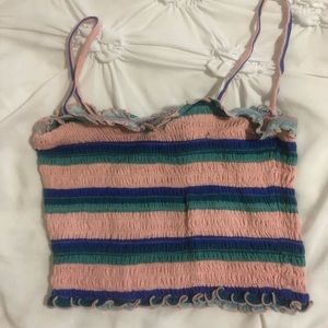 Pink cropped top with stripped lines